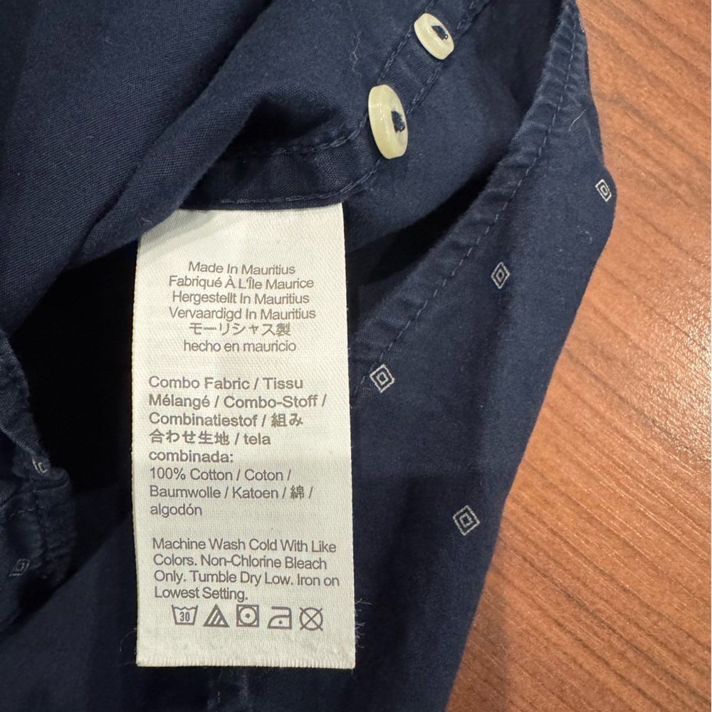 J. Crew Dark Blue Patterned Button Down Shirt Siz… - image 4